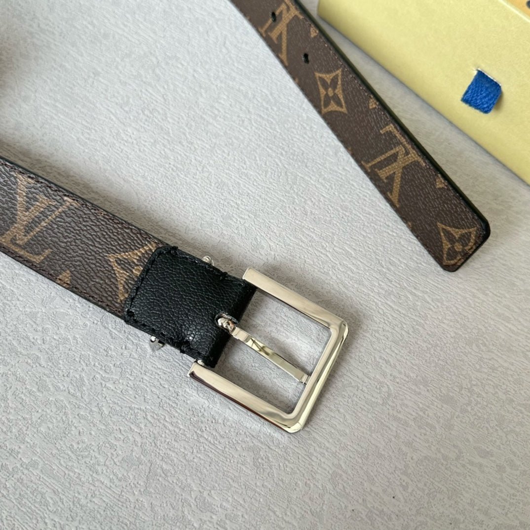 LV BLOOM 30MM BELT IN BLACK CALFSKIN SILVER HARDWARE - Image 6