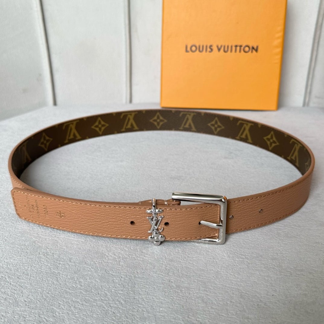 Alternative view of LV BLOOM 30MM BELT IN APRICOT ORANGE CALFSKIN SILVER HARDWARE