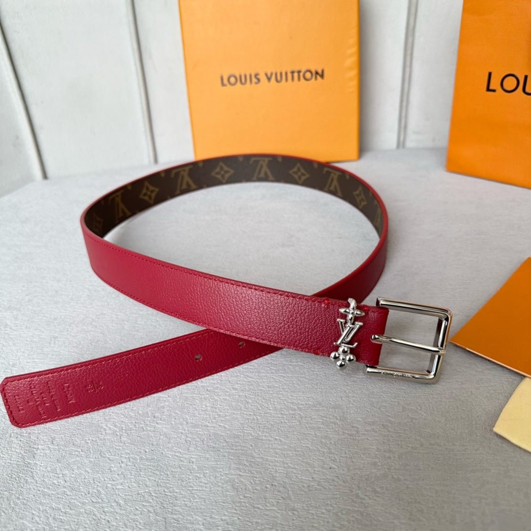 Alternative view of LV Bloom 30mm Belt Silver Buckle Burgundy Brown Leather