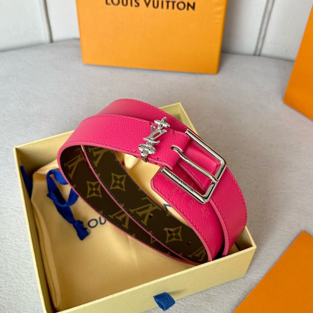Alternative view of LV Bloom 30mm Belt Silver Buckle Hot Pink Brown Leather