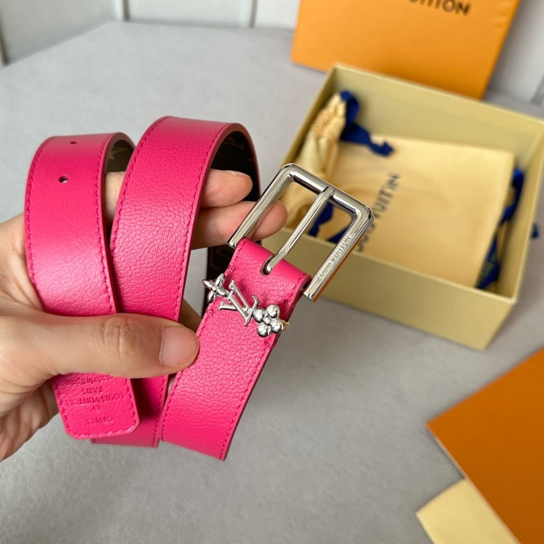 Alternative view of LV BLOOM 30MM BELT IN DEEP PINK CALFSKIN SILVER HARDWARE