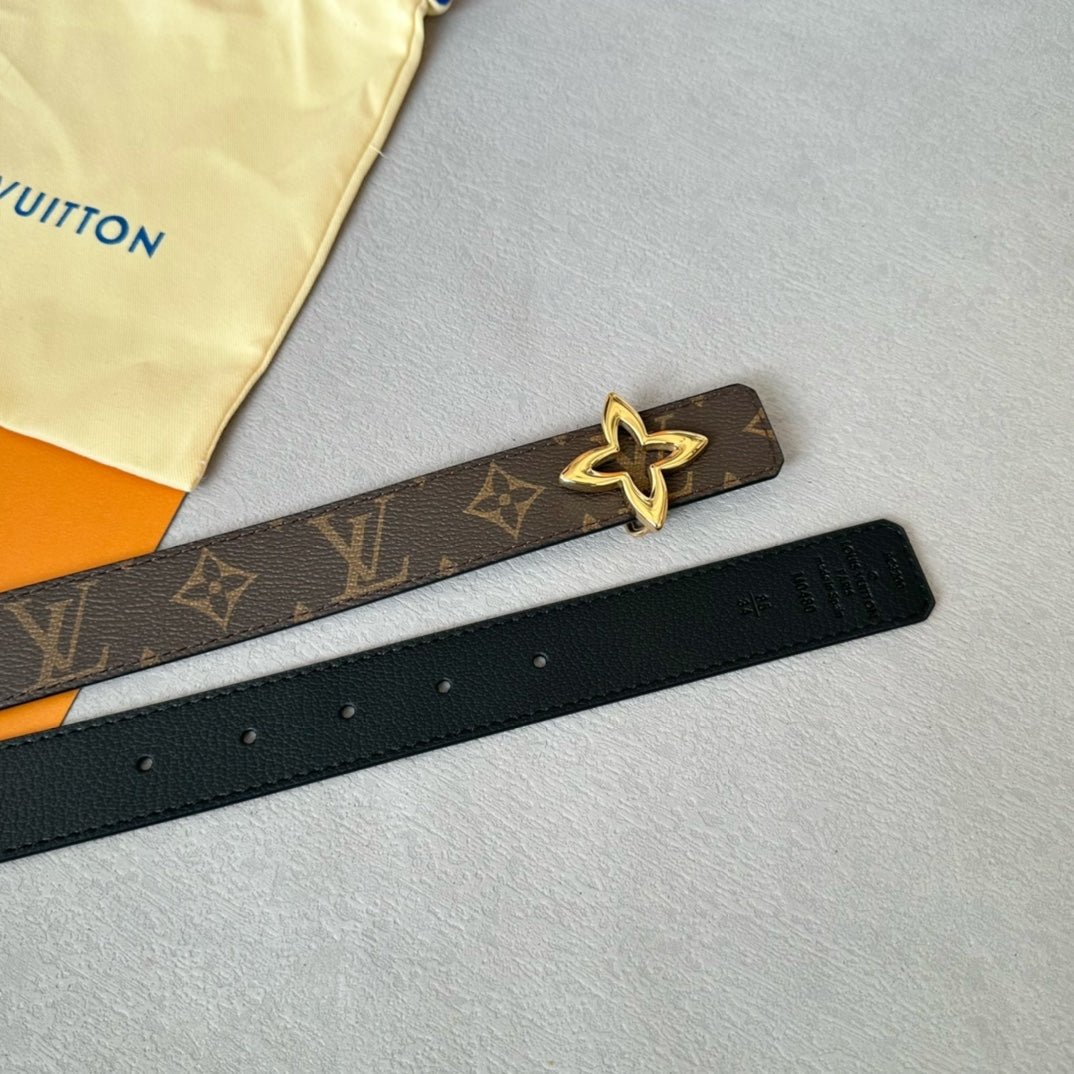 LV MINI FLOWERGRAM 30MM REVERSIBLE BELT IN BLACK CALFSKIN GOLD HARDWARE - Image 8