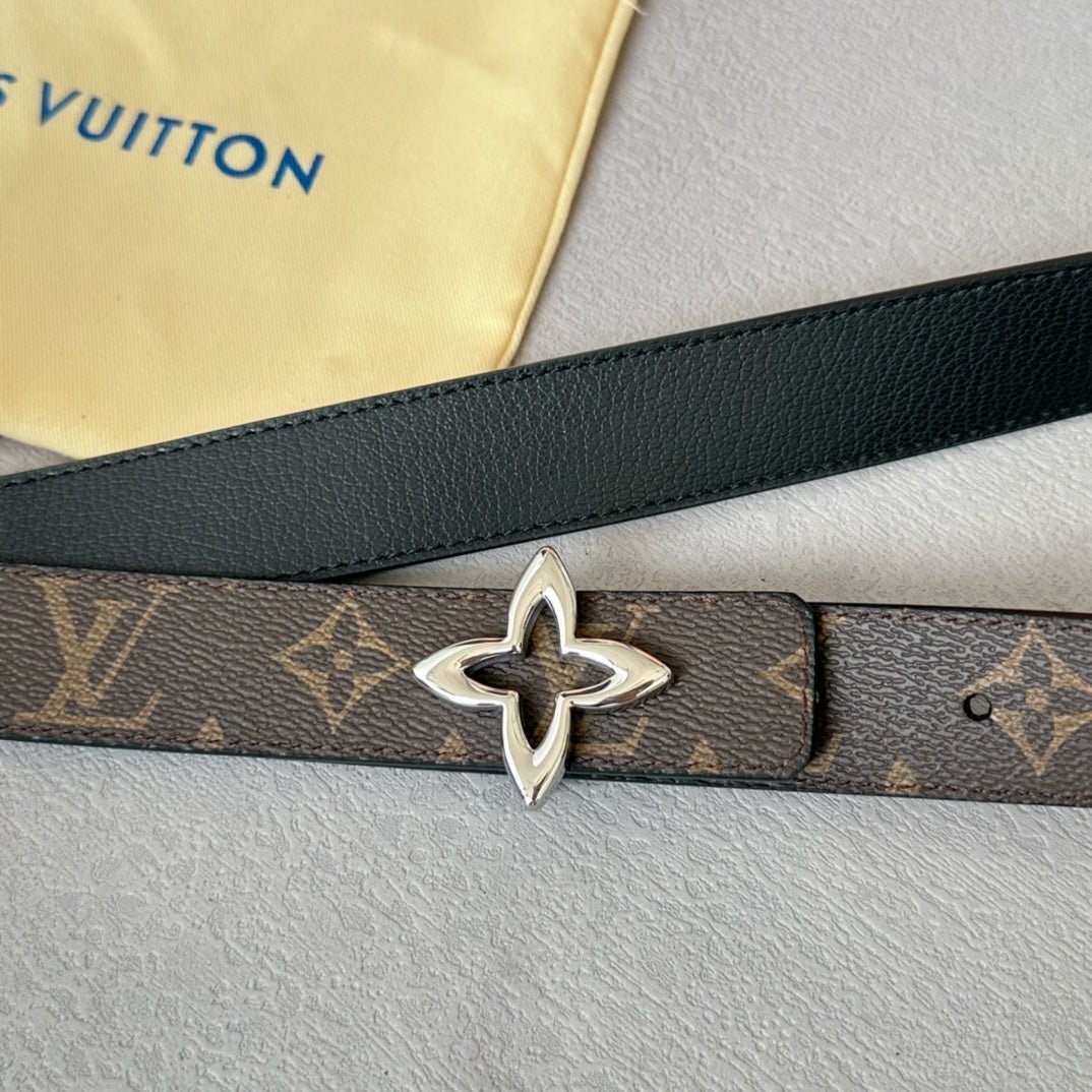 LV MINI FLOWERGRAM 30MM REVERSIBLE BELT IN BLACK CALFSKIN SILVER HARDWARE - Image 6