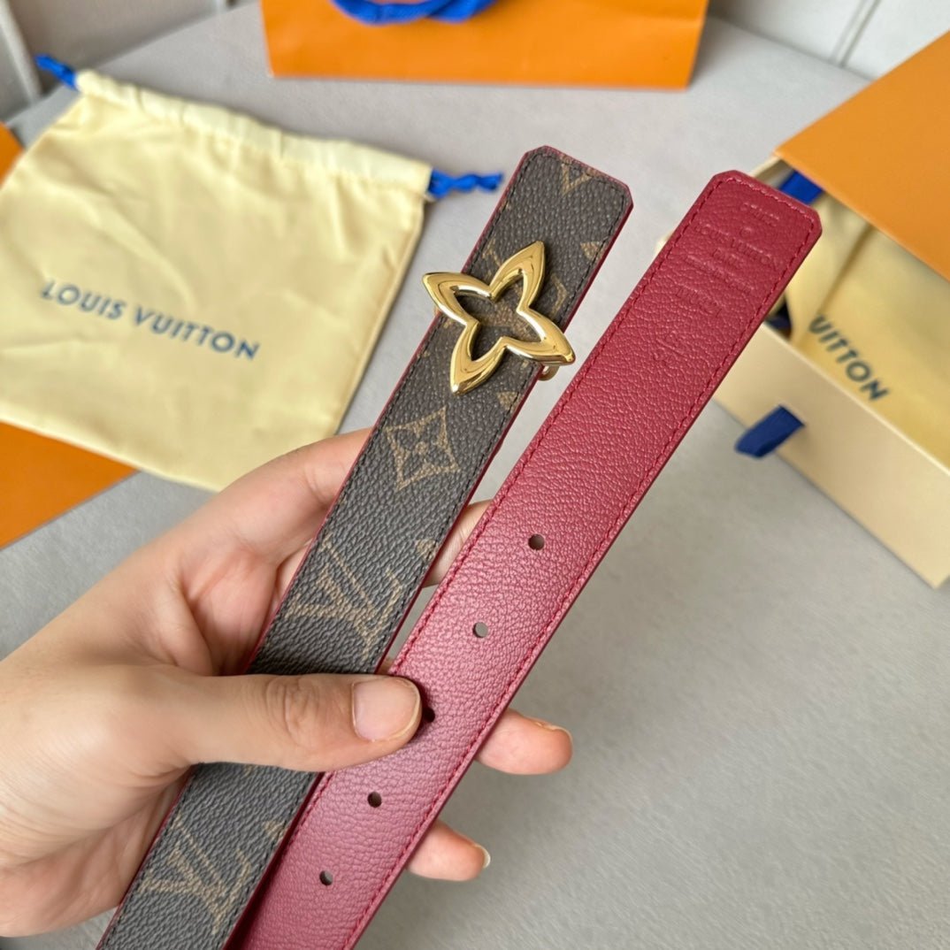 LV Canvas Burgundy Lined Star Belta - Image 5