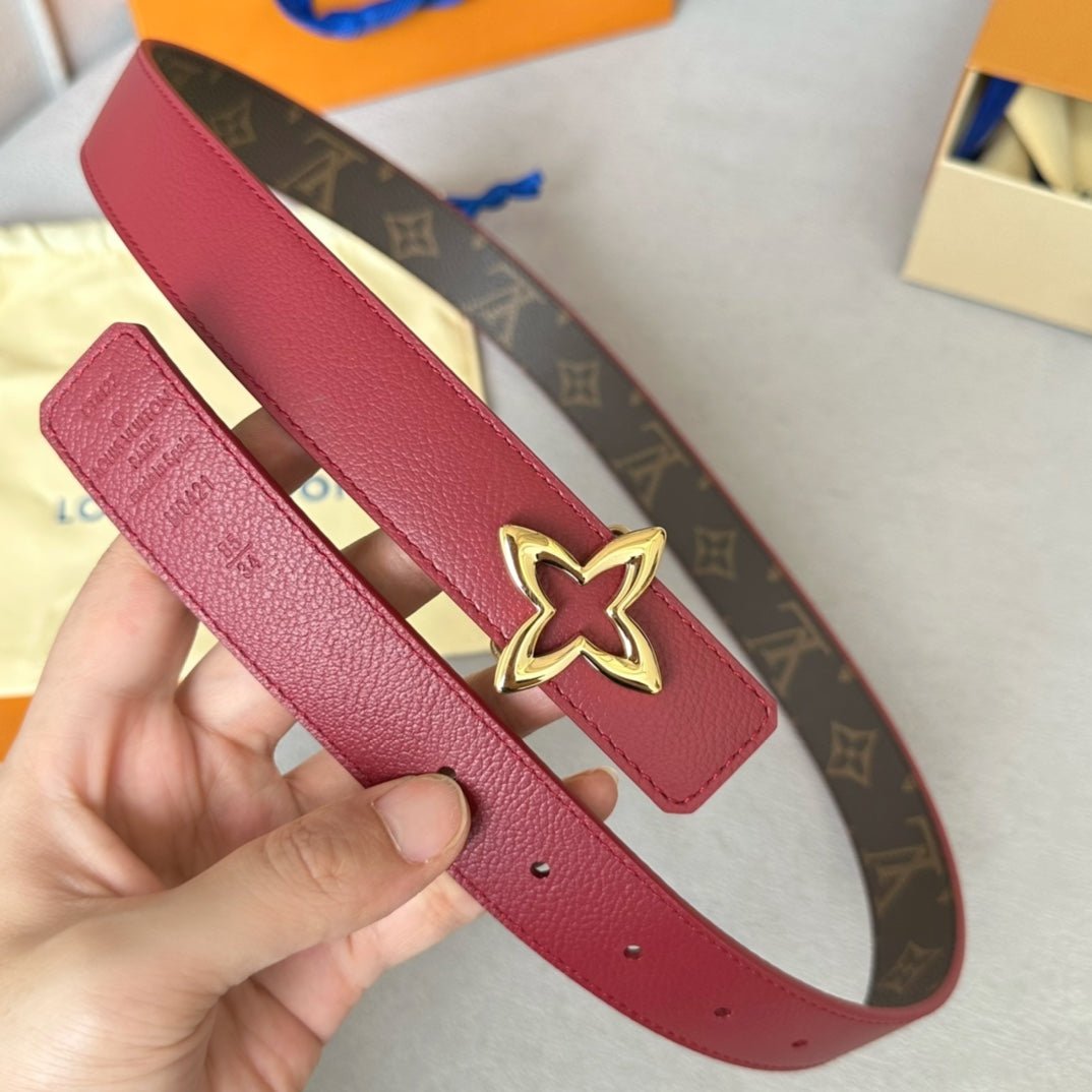 LV Canvas Burgundy Lined Star Belta - Image 3