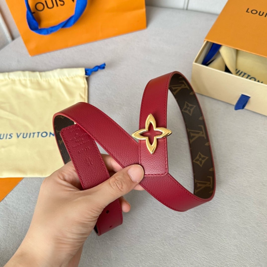 LV Canvas Burgundy Lined Star Belta - Image 4