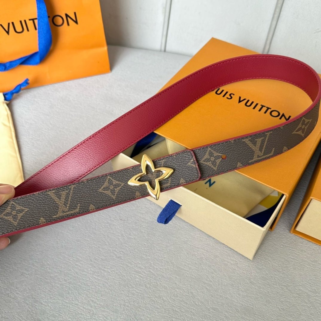 LV Canvas Burgundy Lined Star Belta - Image 7