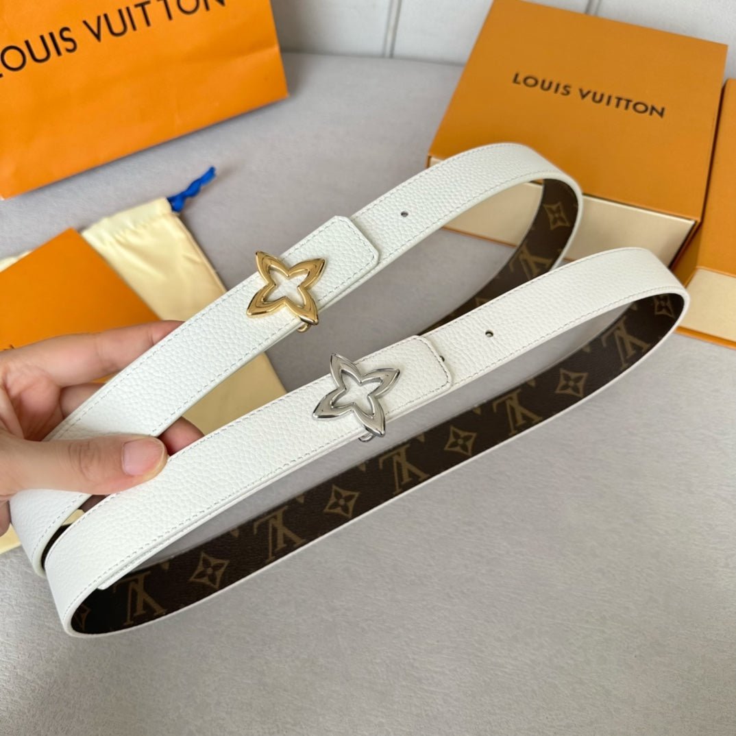 Alternative view of LV Flowergram 30mm Reversible Belt Silver Buckle White Brown Leather