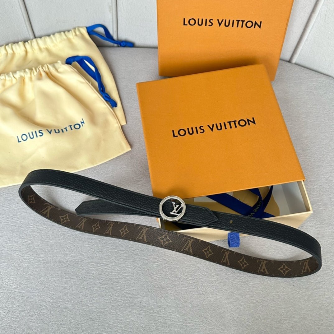 Alternative view of LV Circle 20mm Reversible Belt Silver Buckle Black Brown Leather