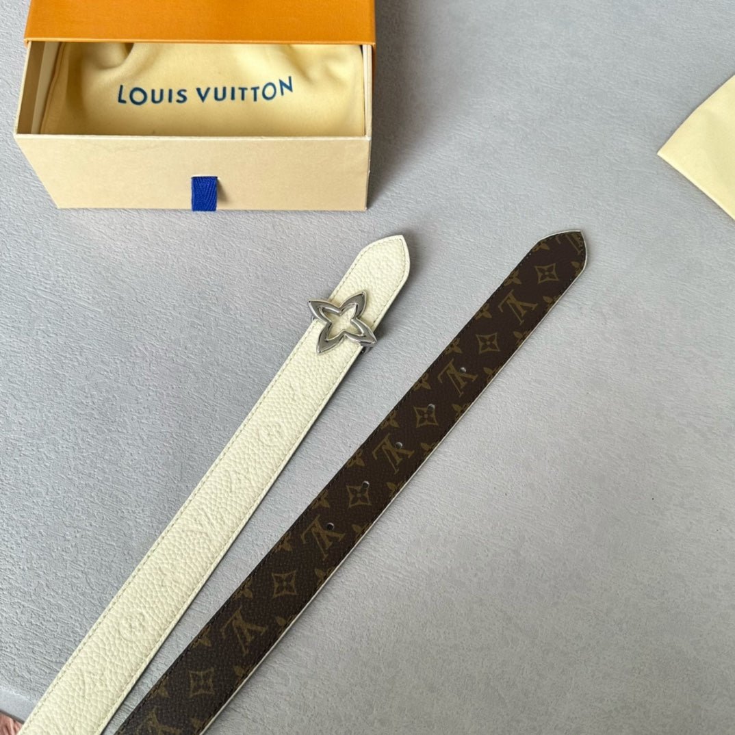 LV MINI FLOWERGRAM 30MM REVERSIBLE BELT IN WHITE EMBOSSED CALFSKIN SILVER HARDWARE - Image 6