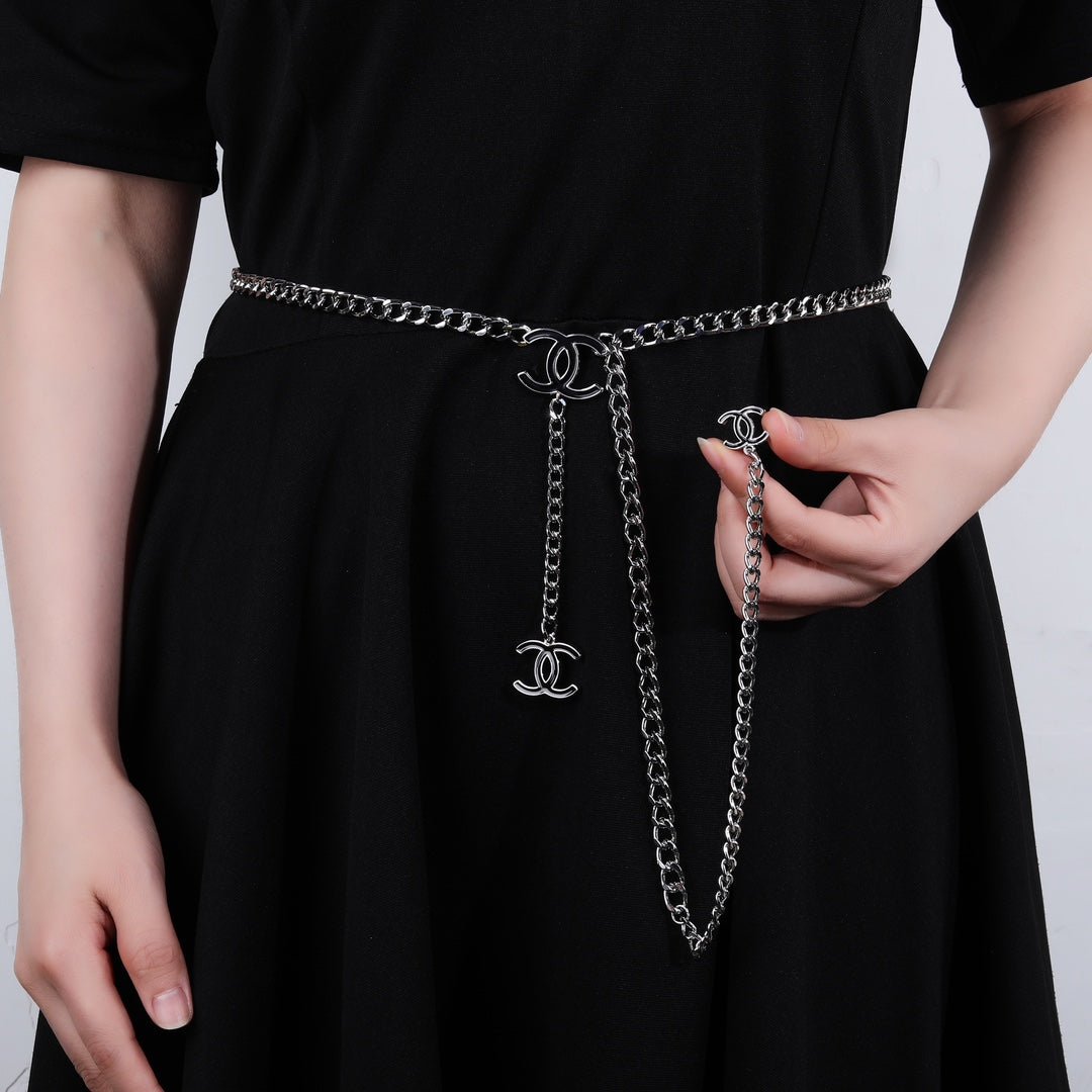 Chanel Silver Logo Tassel Chain