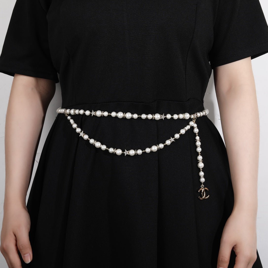 Chanel Gradient Pearl Logo Chain