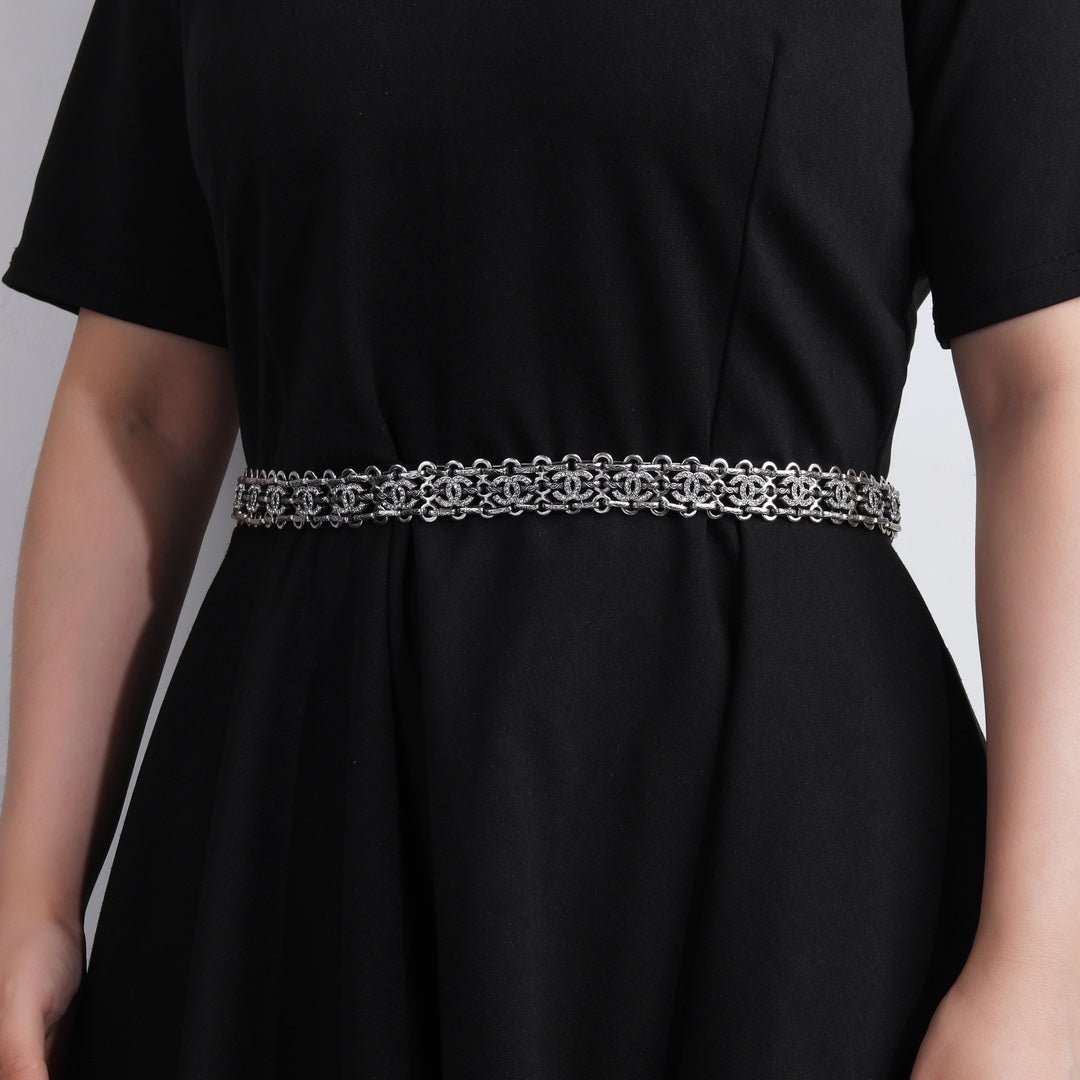 Chanel Silver CC Cutout Belt