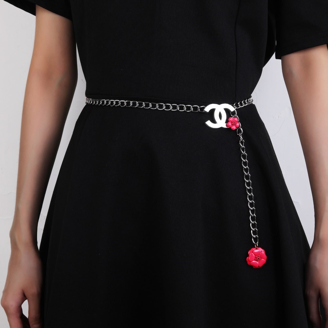 Chanel Camellia Silver Tassel Chain