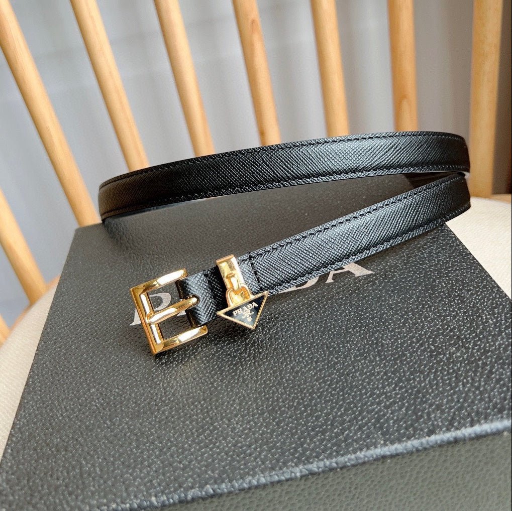 PRADA Black Triangle Gold Buckle Belt