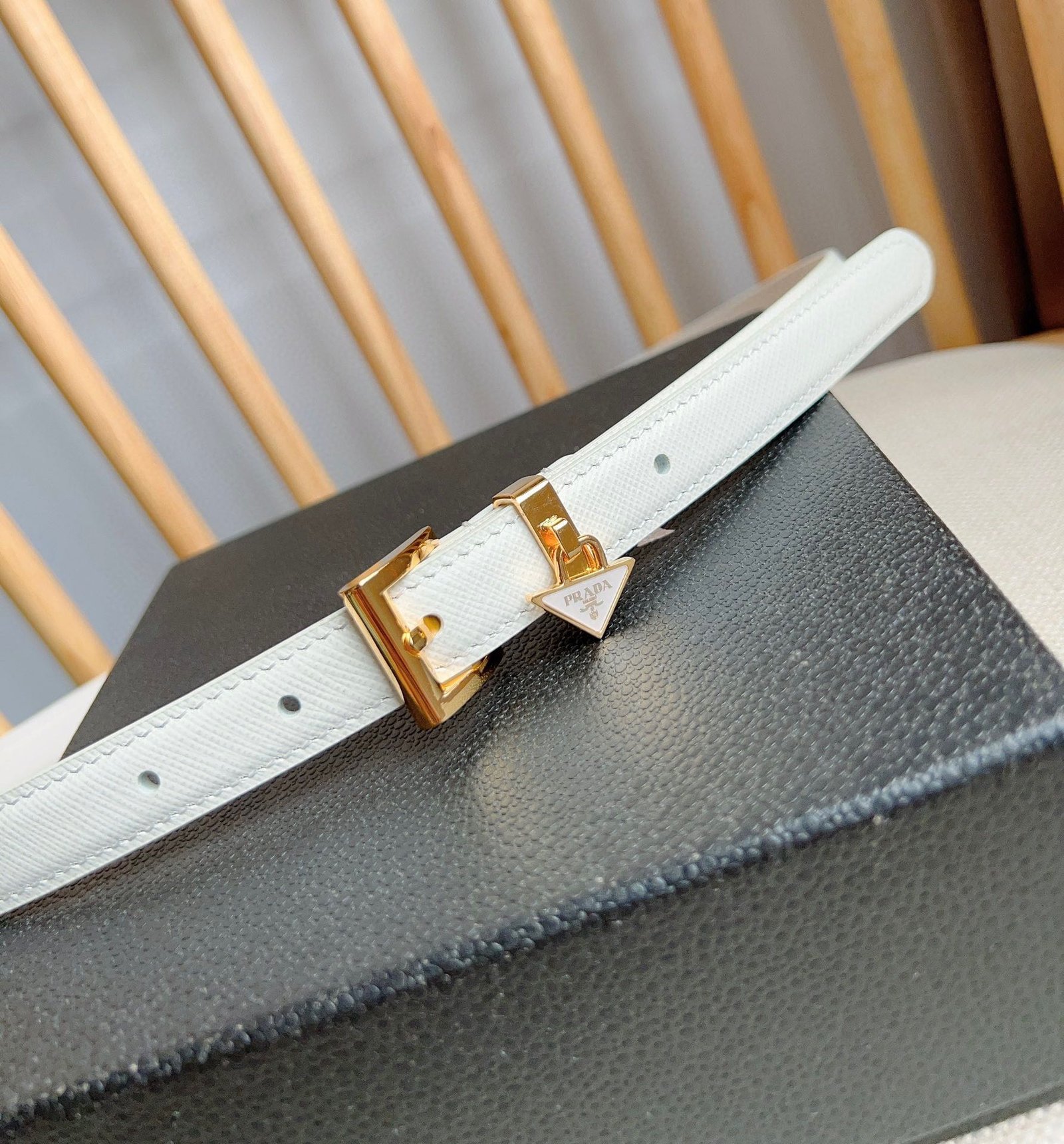 Alternative view of PRADA White Gold Buckle Belt
