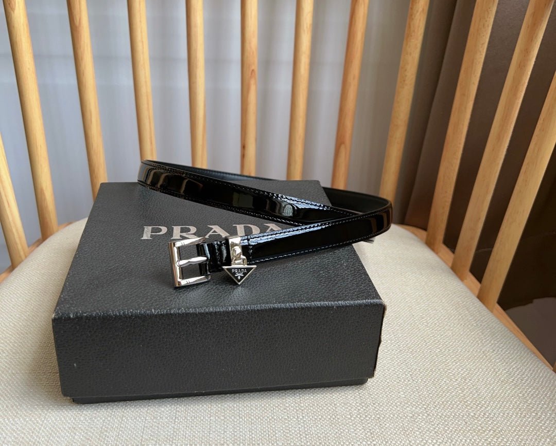 Alternative view of PRADA Black Patent Silver Buckle Belt