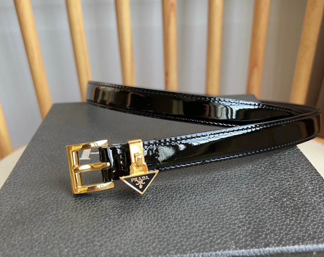Alternative view of PRADA Black Patent Gold Buckle Belt