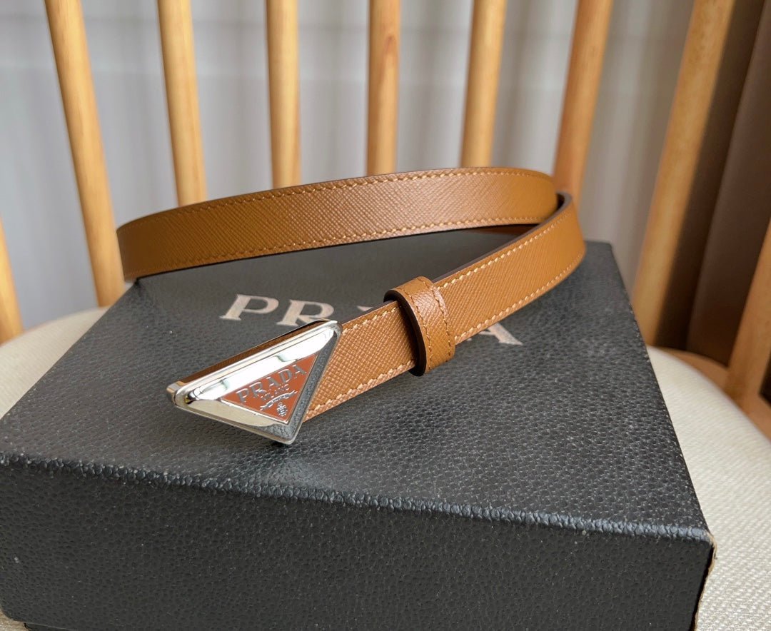 PRADA Brown Silver Logo Belt - Image 8