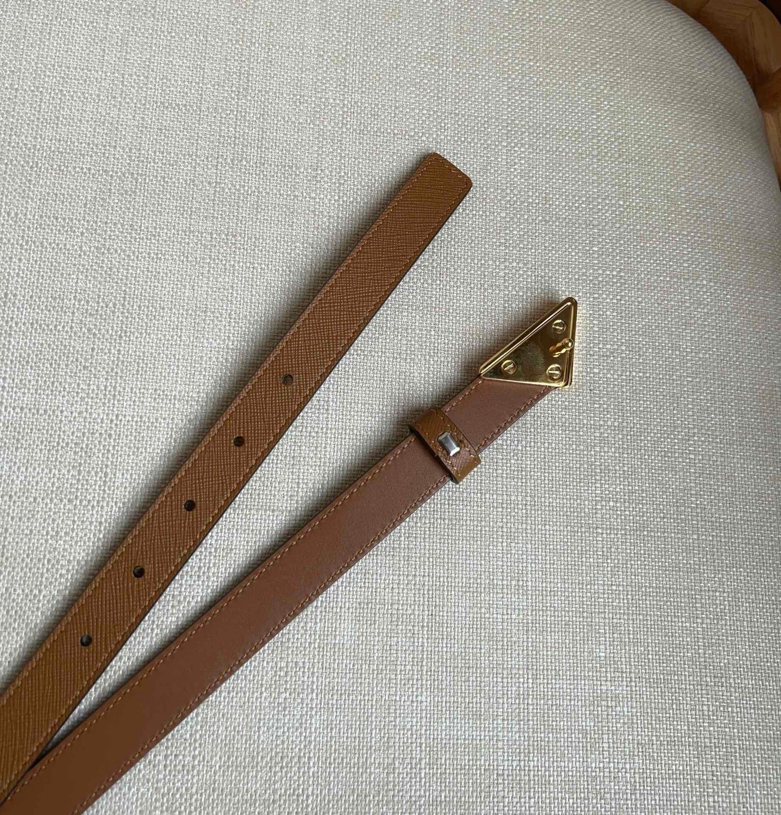 PRADA Brown Gold Logo Belt - Image 5