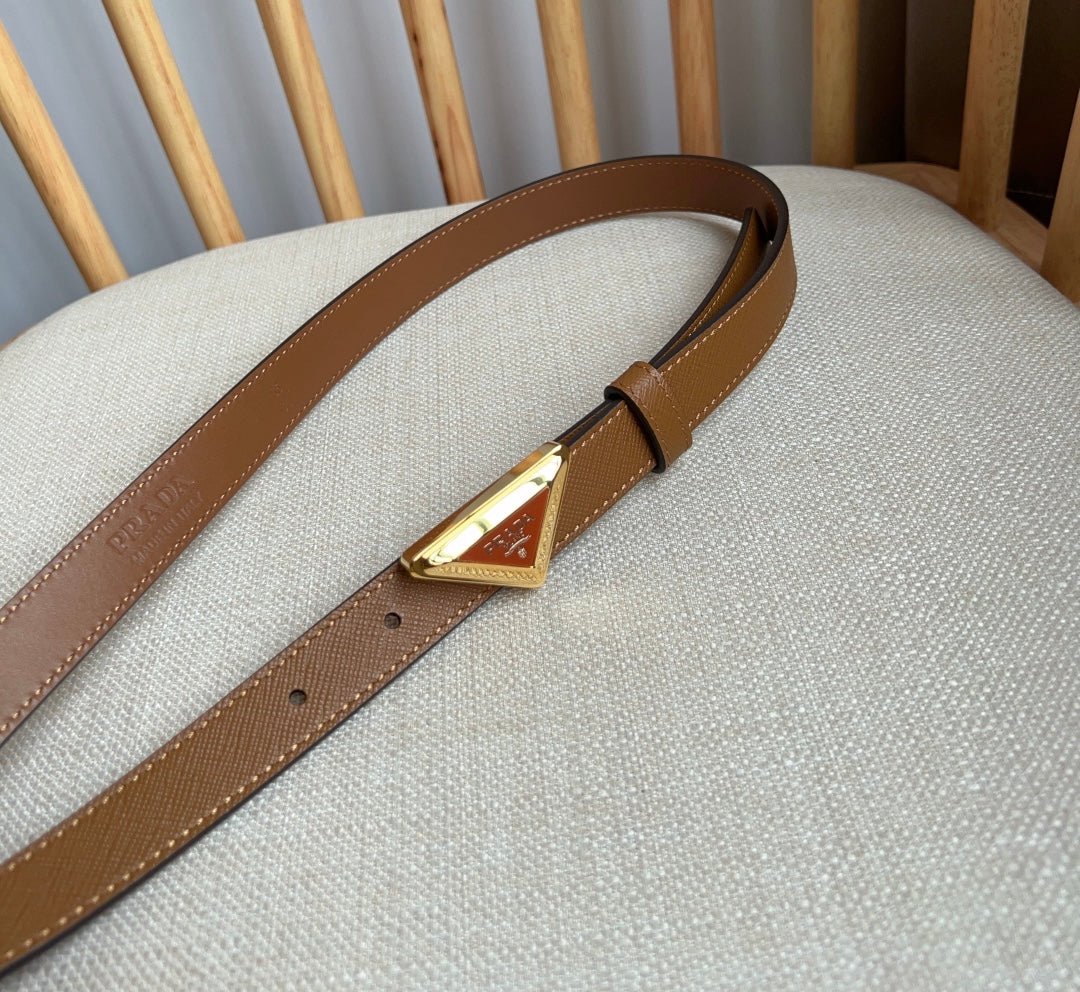 PRADA Brown Gold Logo Belt - Image 4