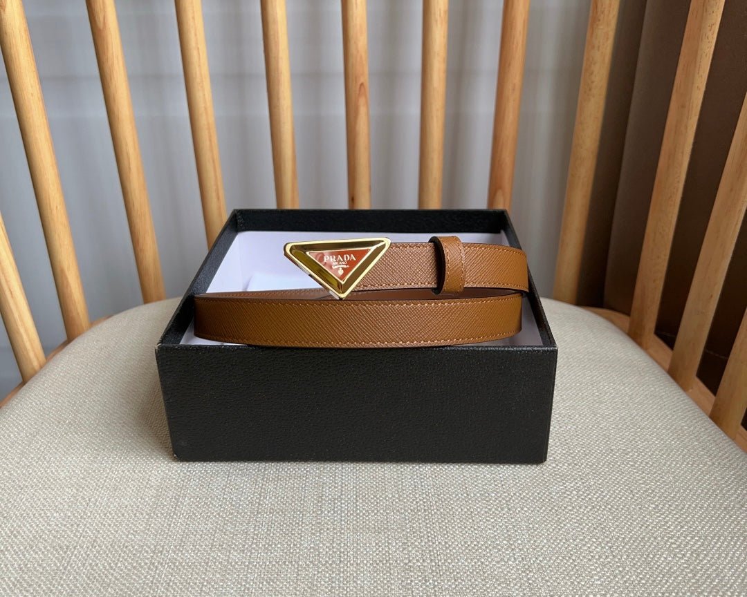 PRADA Brown Gold Logo Belt - Image 3