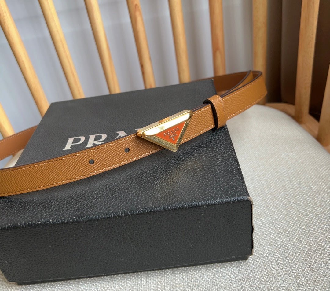 PRADA Brown Gold Logo Belt - Image 6