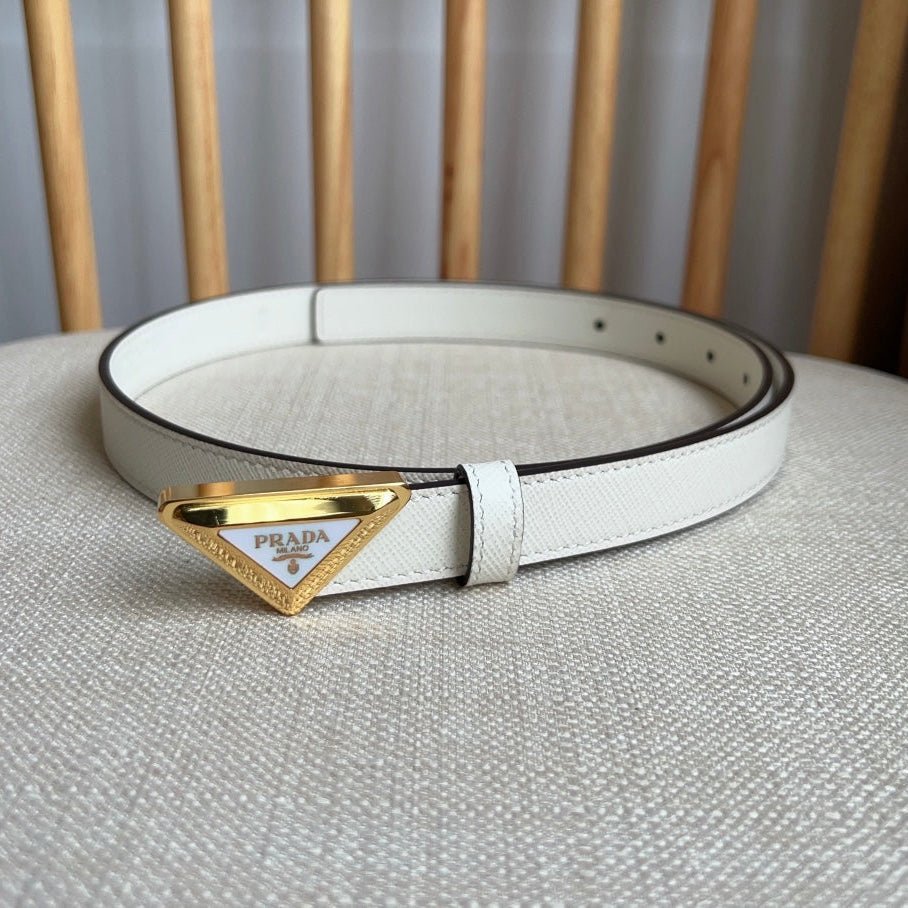 PRADA White Gold Logo Belt