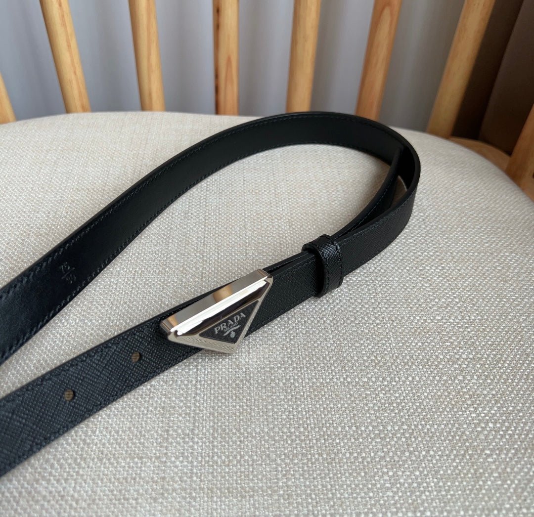 PRADA Black Silver Logo Belt - Image 8