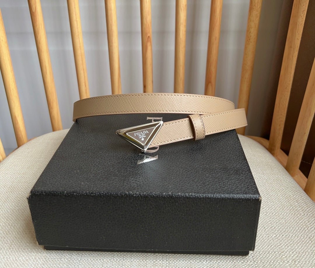Alternative view of PRADA Beige Silver Logo Belt