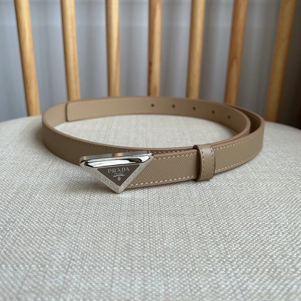 PRADA Beige Silver Logo Belt