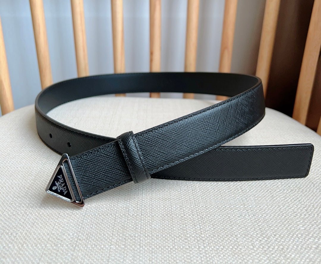 Alternative view of PRADA Black Silver Logo Belt