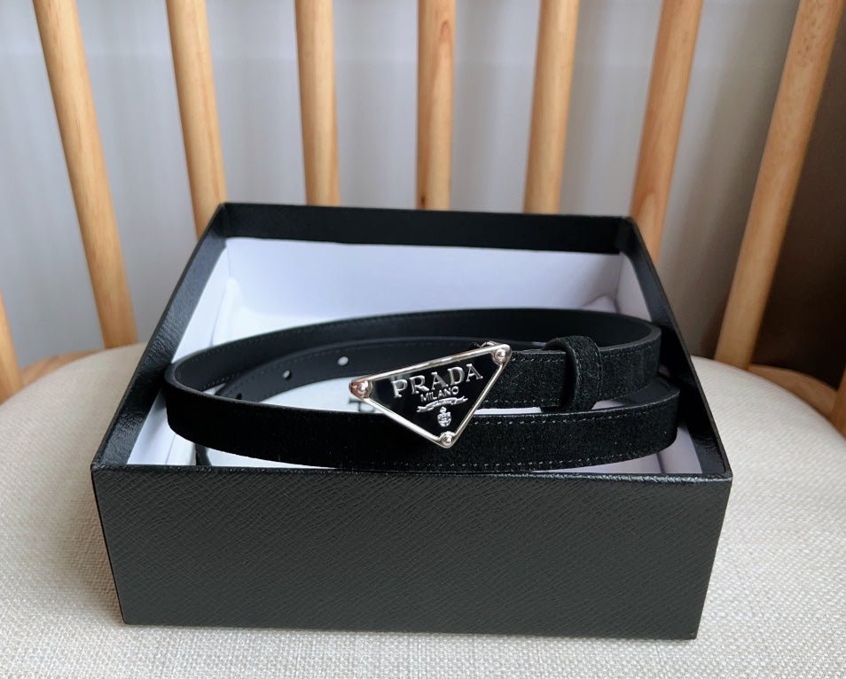 Alternative view of PRADA Black Suede Silver Logo Belt