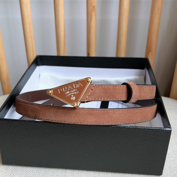 PRADA Brown Suede Logo Belt - Image 3