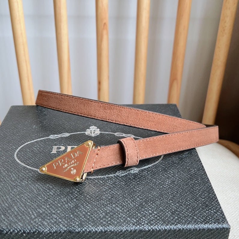 PRADA Brown Suede Logo Belt - Image 4