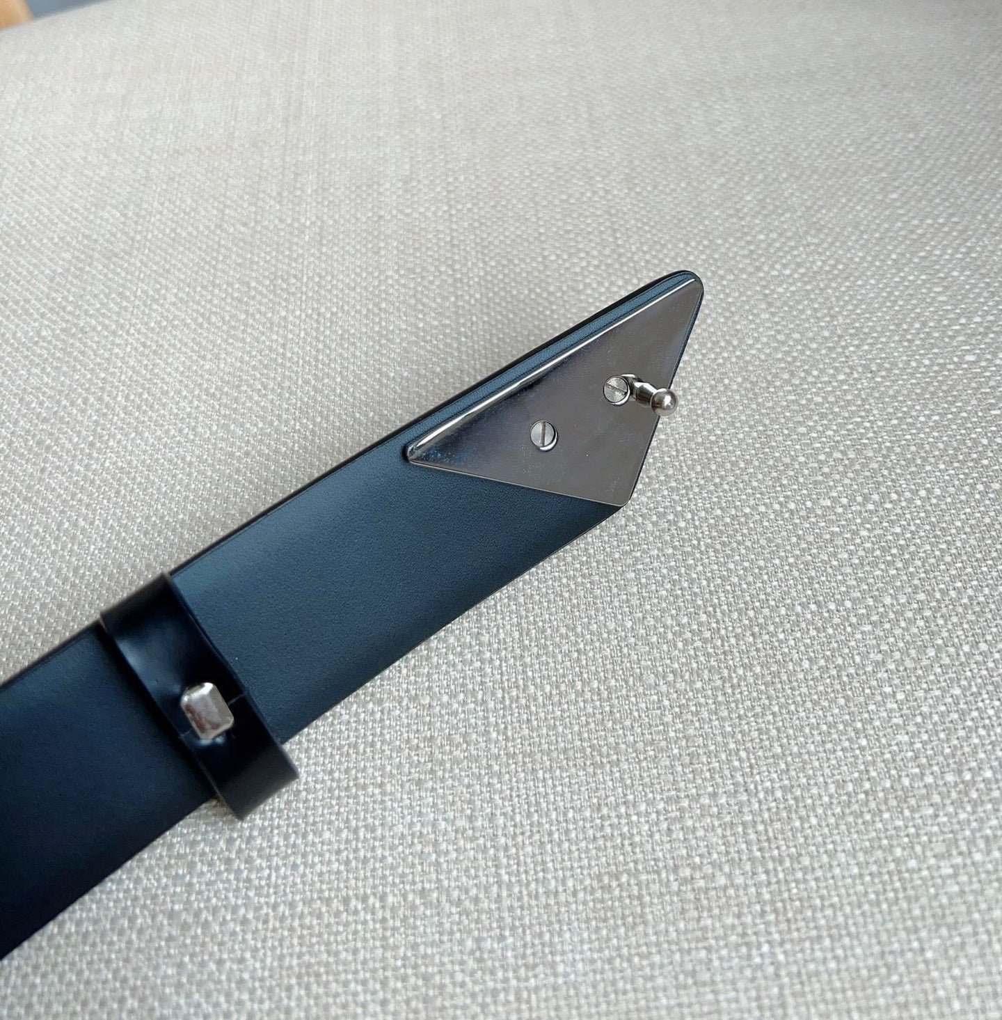 Alternative view of PRADA Black Silver Logo Belt