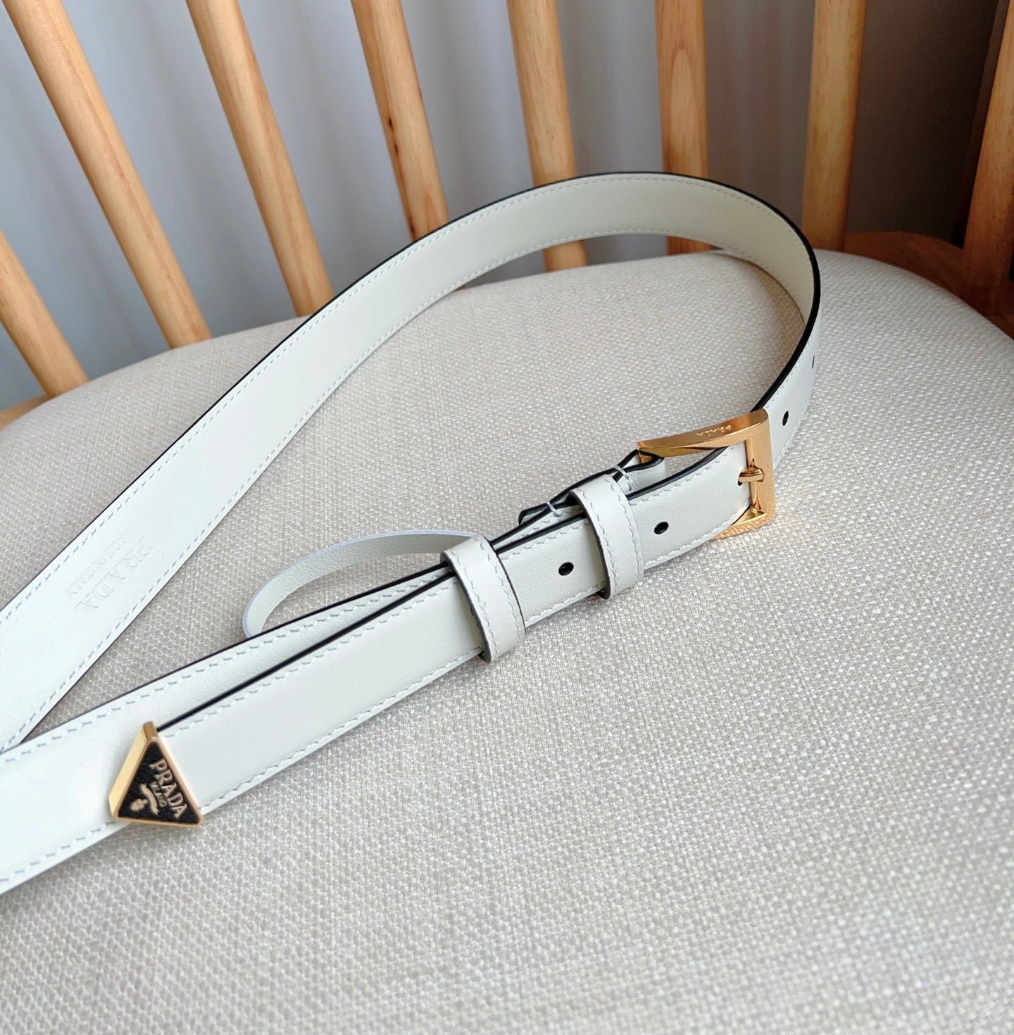 Alternative view of PRADA White Gold Buckle Belt