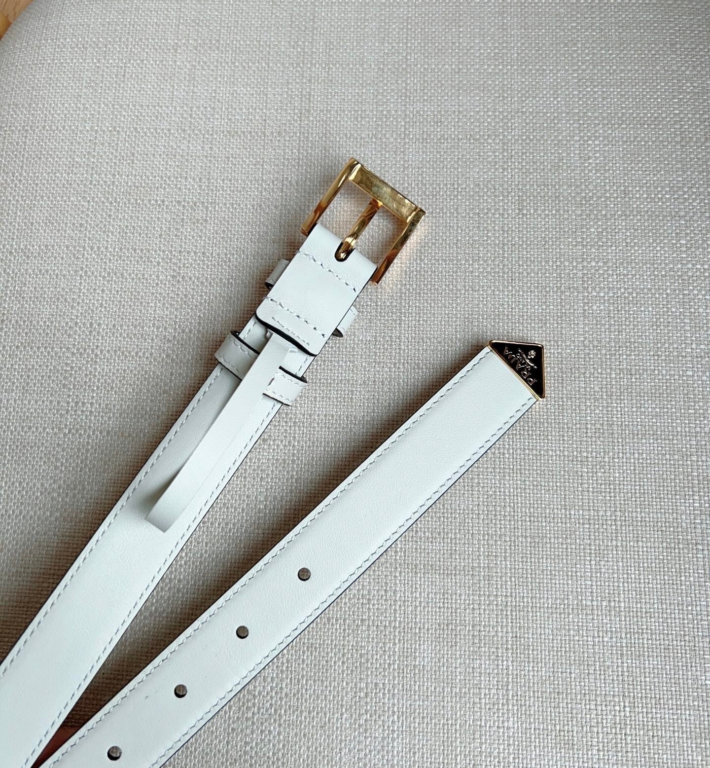 PRADA White Gold Buckle Belt - Image 6