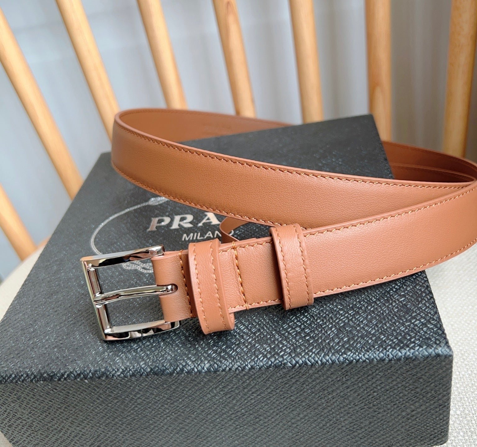 Alternative view of PRADA Brown Silver Buckle Belt