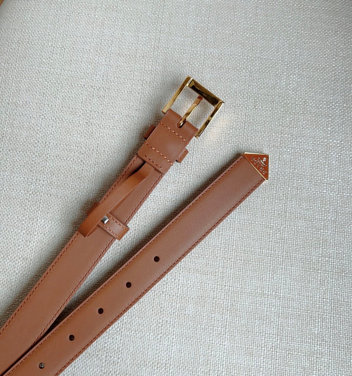 PRADA Tan Gold Buckle Belt - Image 8