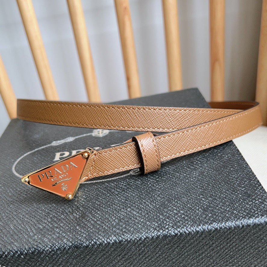PRADA Brown Leather Logo Belt - Image 3