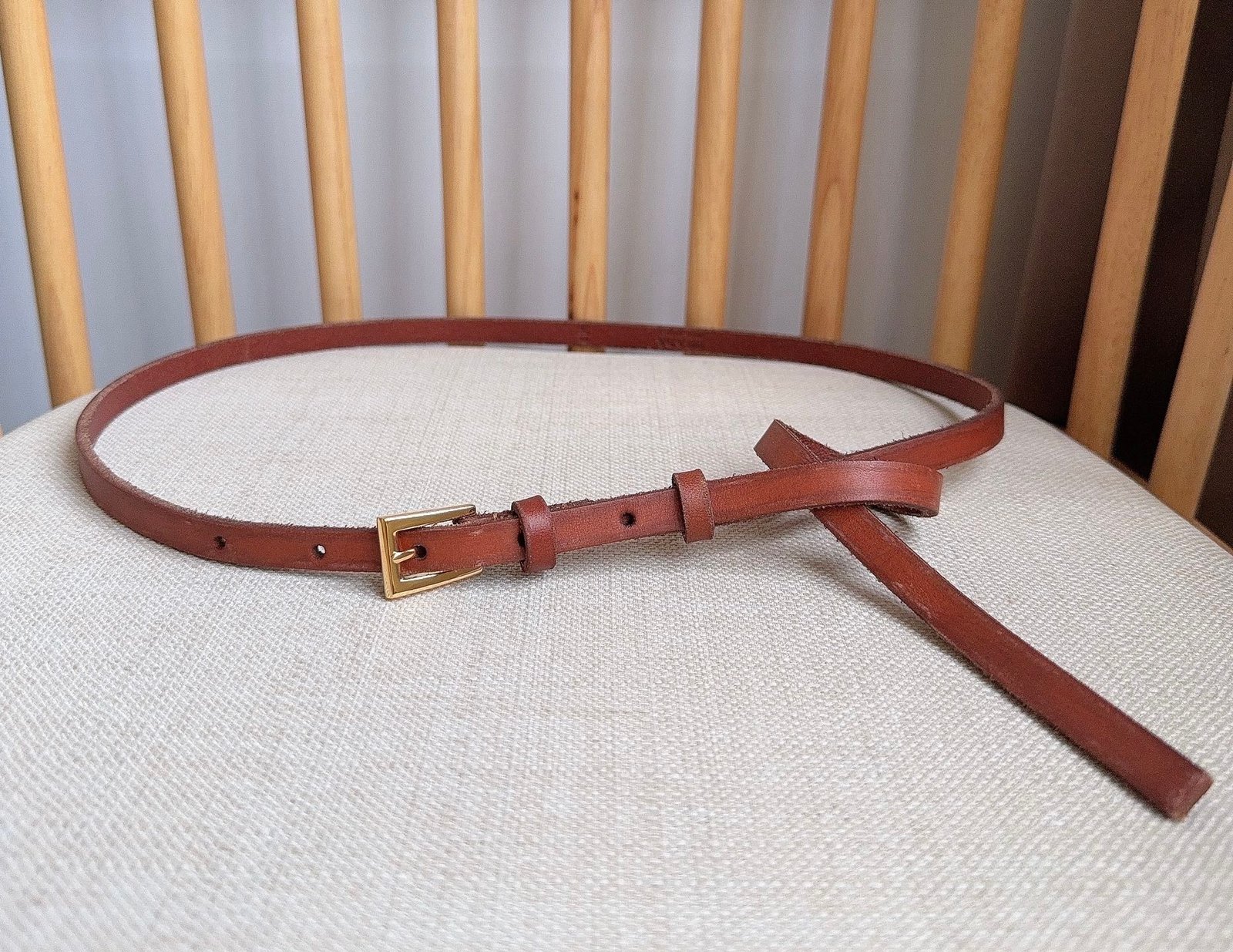 PRADA Red Brown Gold Buckle Belt - Image 6