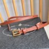 PRADA Red Brown Gold Buckle Belt