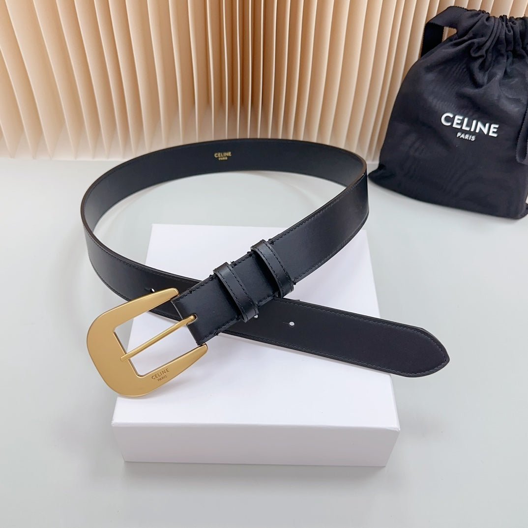Alternative view of CELINE Black Gold Triomphe Belt