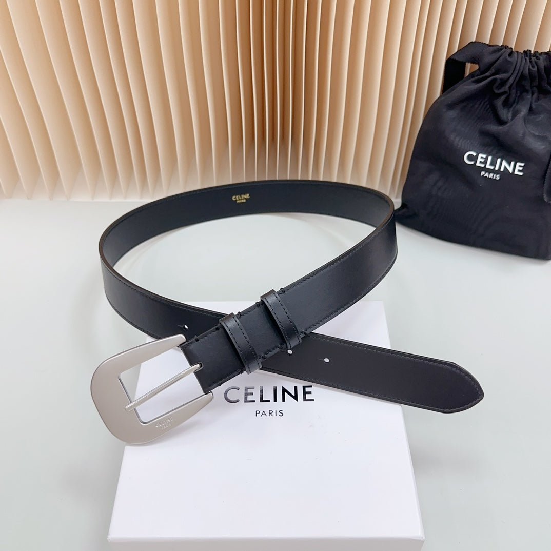Alternative view of CELINE Black Silver Buckle Belt