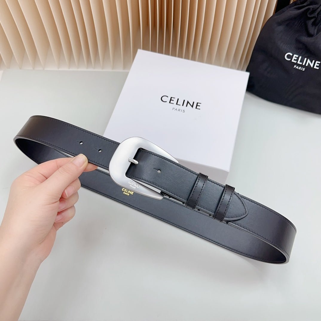 Alternative view of CELINE Tan Silver Buckle Belt