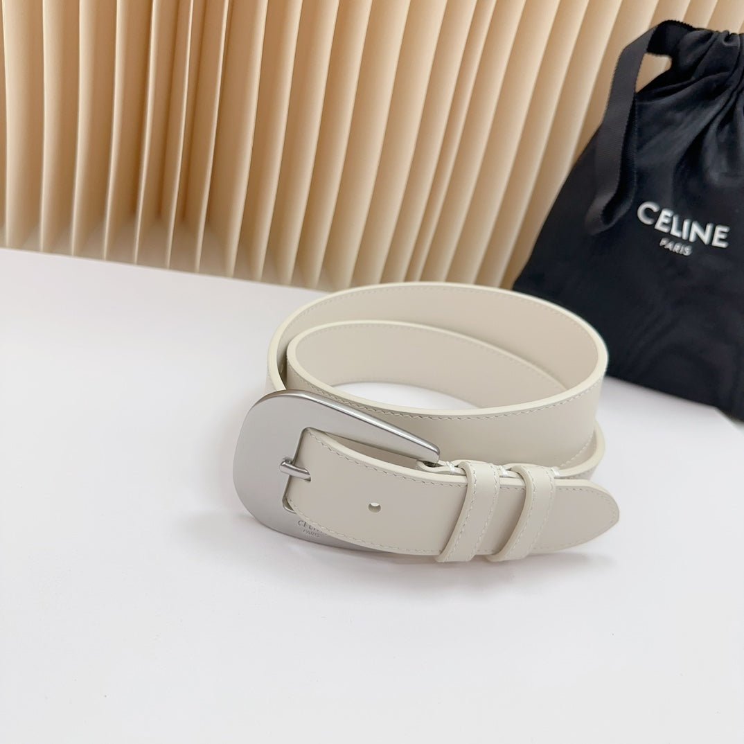 CELINE Black Silver Triomphe Belt - Image 4