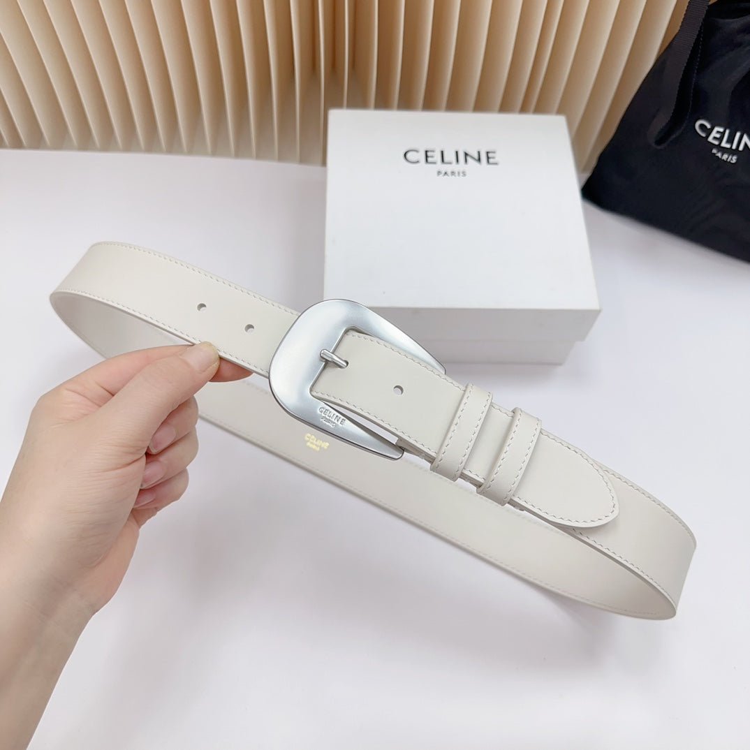 CELINE Black Silver Triomphe Belt - Image 3