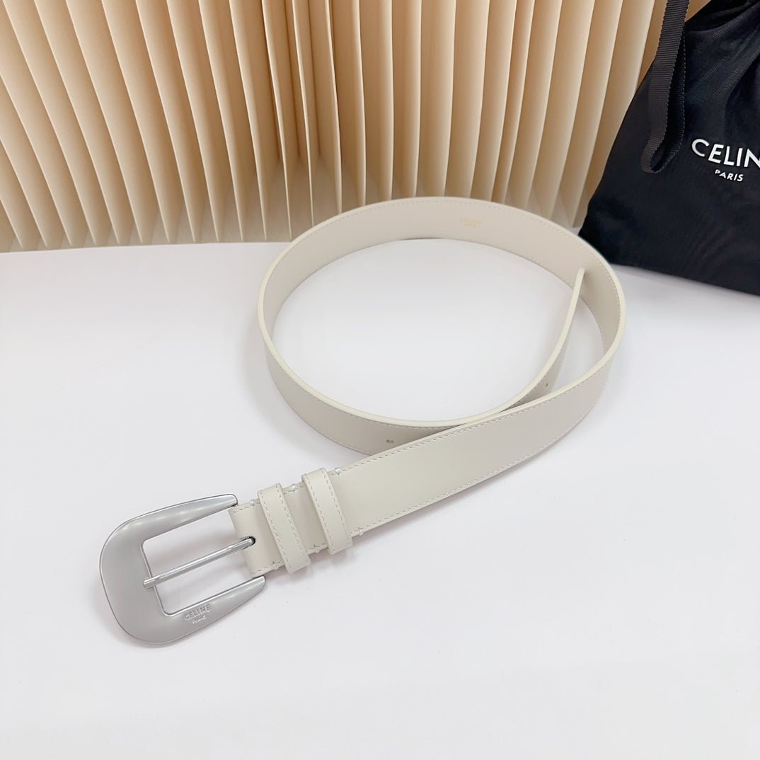 CELINE Black Silver Triomphe Belt - Image 5