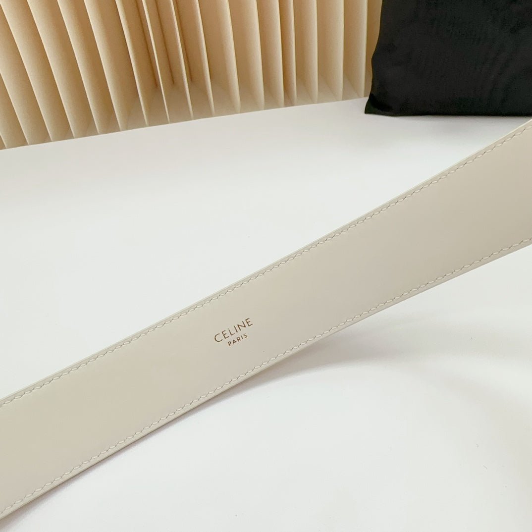 CELINE White Gold Buckle Belt - Image 7